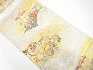 アンティーク　地紙に蝶・鳳凰・草花模様織り出し袋帯（材料）